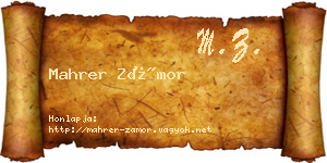 Mahrer Zámor névjegykártya
